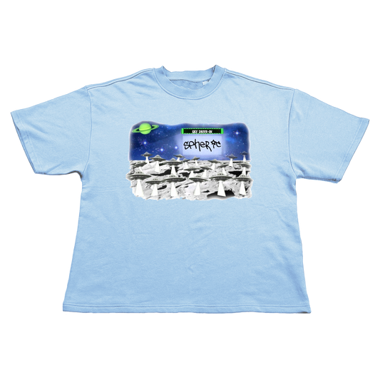 "SKY DRIVE-IN" Tee (Cyan)